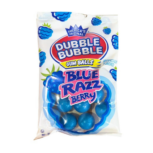 Dubble Bubble Blue Razz Berry Gum Balls Peg Bag 4oz (113g)